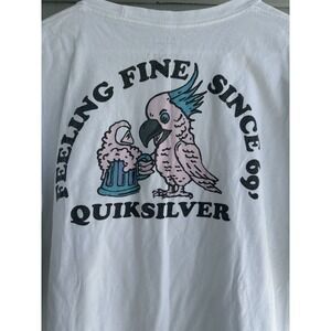 Quiksilver White T-Shirt XXL "Feeling Fine Since '69" Parrot Graphic Tee Regular